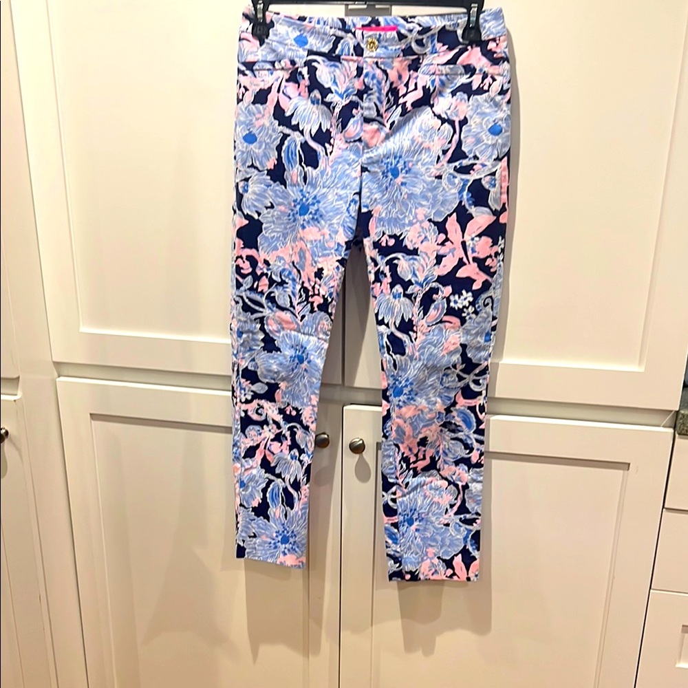 Lilly Pulitzer Floral Pants - Blue and Pink